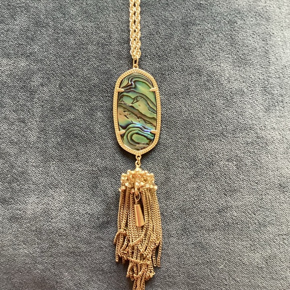 Kendra Scott Gold Necklace with Iridescent Abalone Tassel long Pendant - Picture 12 of 14